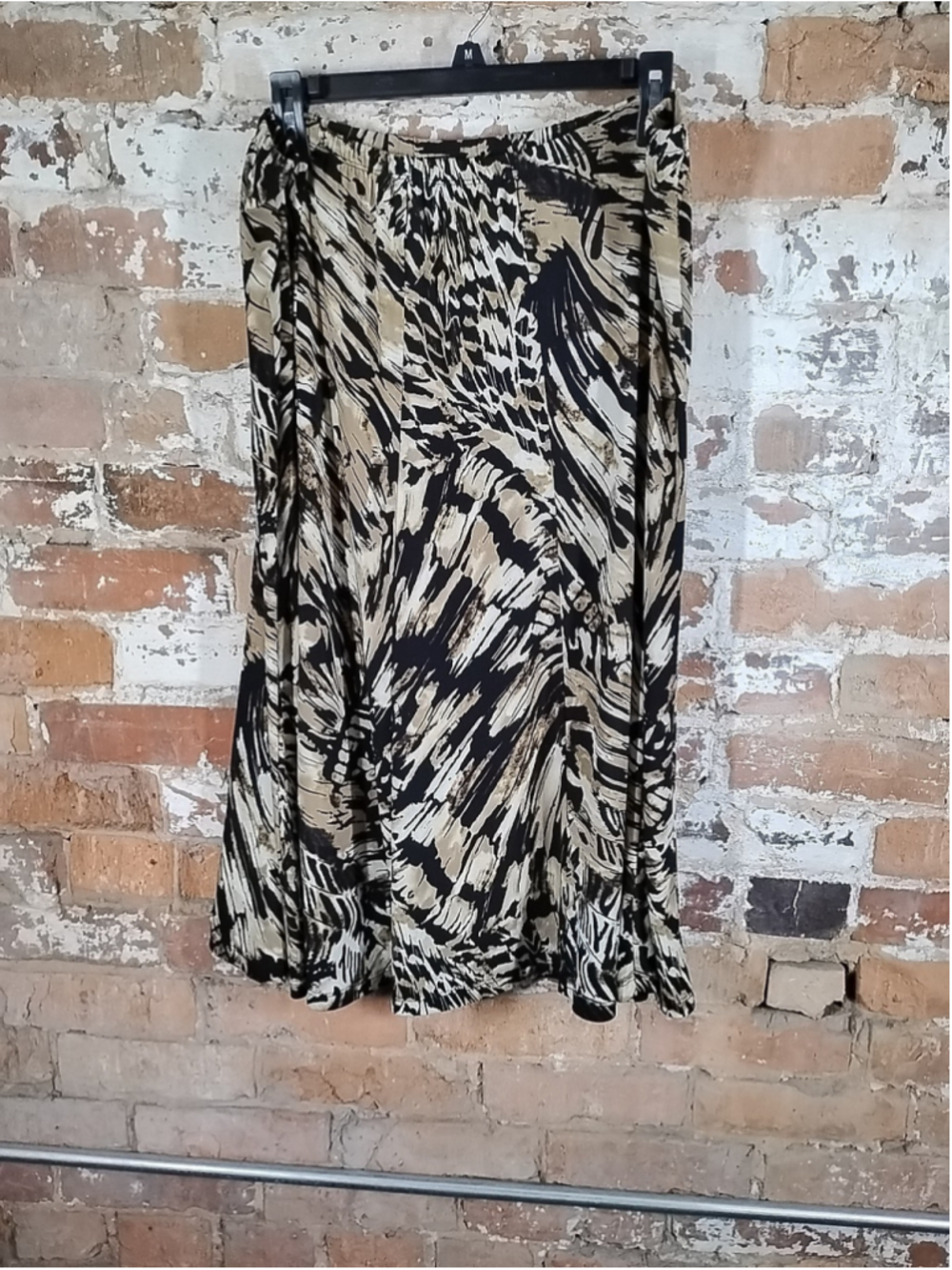 JM Collection Skirt Womens Petite PXLBlack Beige Tiger Striped